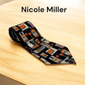 Vintage Nicole Miller Novelty Necktie 100% Silk Hand Sewn Knob Creek Bourbon !!